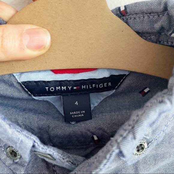 Tommy Hilfiger Button Down Blue Shirt Youth Size 4 - Picture 3 of 8